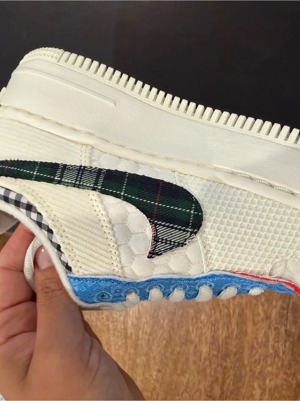 Nike Kids White Multicolor Patchwork Air Force Style Sneaker